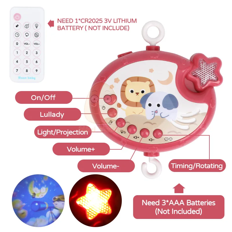 Baby Crib Mobile Rattle Toy For 0-12 Months Infant  Rotating Musical Projector Night Light Bed Bell Educational For Newborn Gift