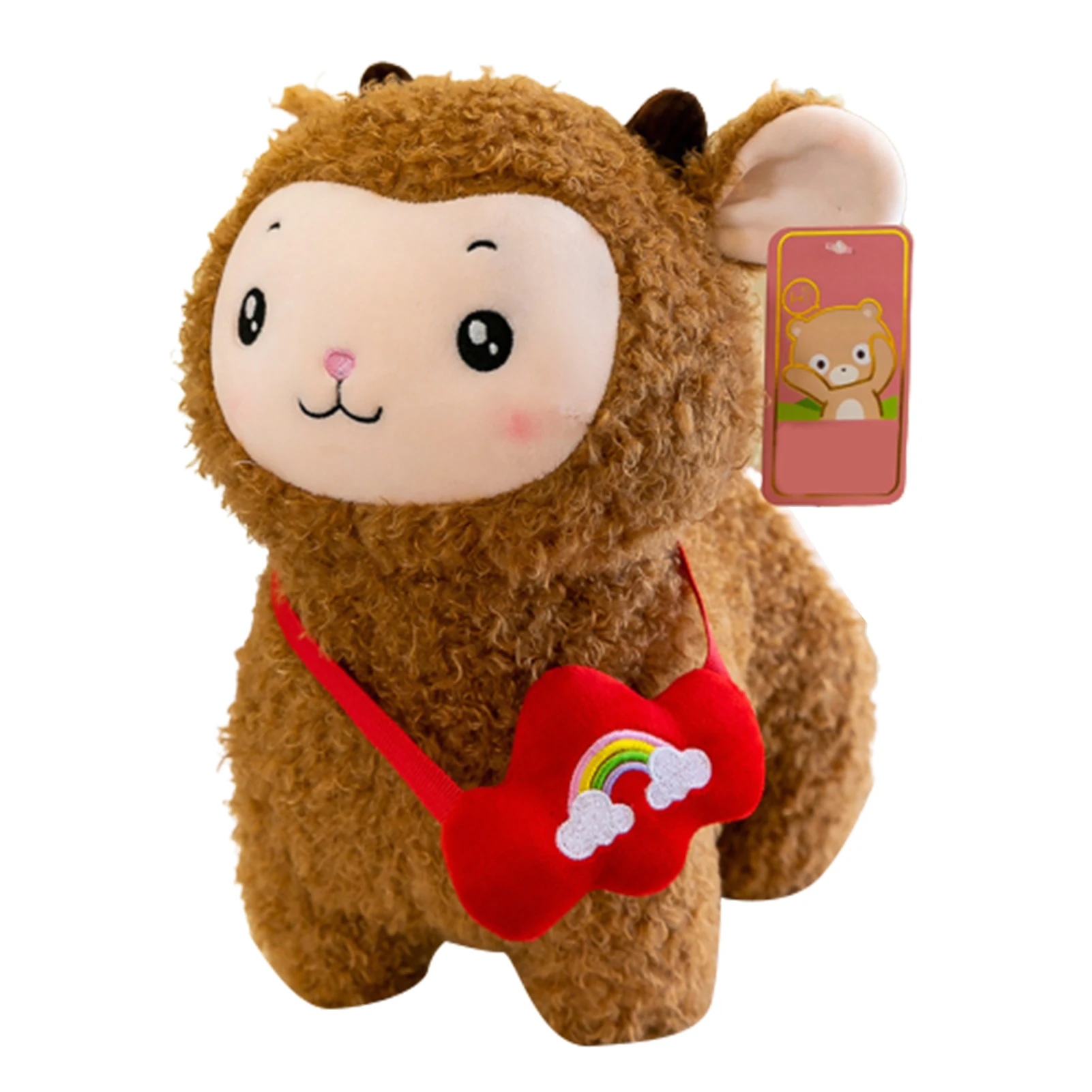 Adorable Sheep With Bag Plush Doll Soft Stuffed Toy Kid Hugging Pillow Gift
