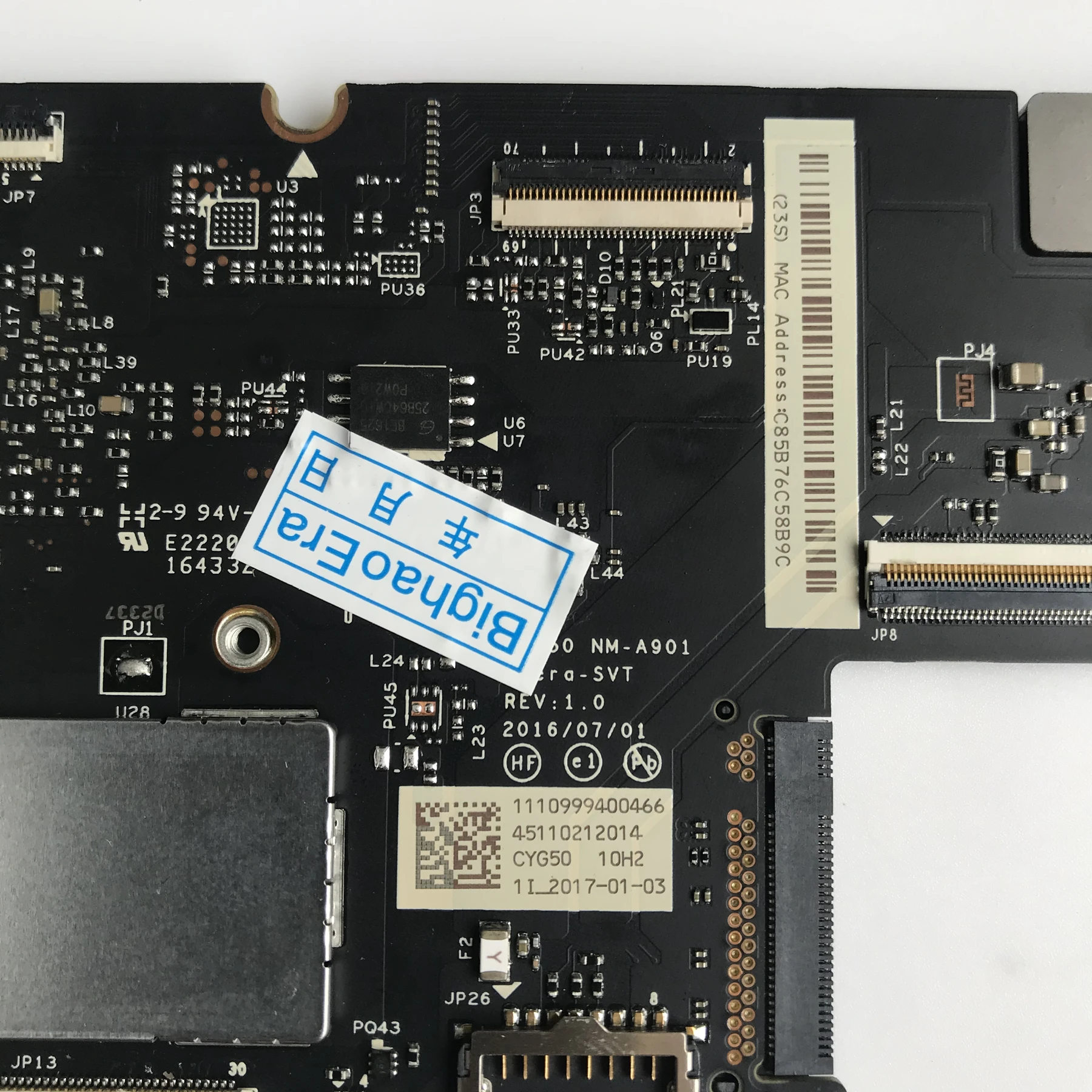 FRU:5B20M35075 CYG50 NM-A901 Mainboard For Lenovo YOGA 910-13IKB Laptop Motherboard With i7-7500U CPU 8GB-RAM 100% Tested OK