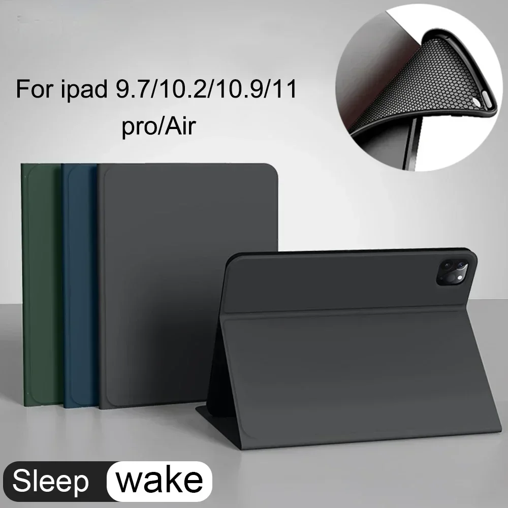 Smart sleep wake case para apple ipad pro 11 2018, capa de proteção de tecido amigável para a pele, suporte ajustável, a1980 a2013 a1934