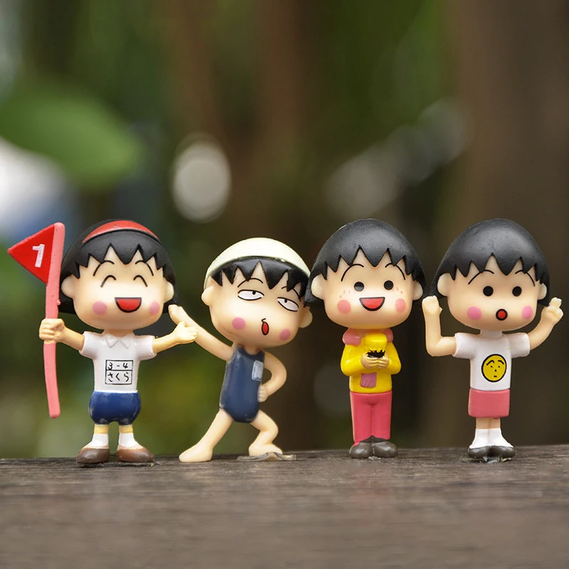 12Pcs 3-7cm Chibi Maruko Chan Grandpa Grandma Dad Mother Family PVC Action Figures Dolls Model Toys Gifts Students Mini Toys 12