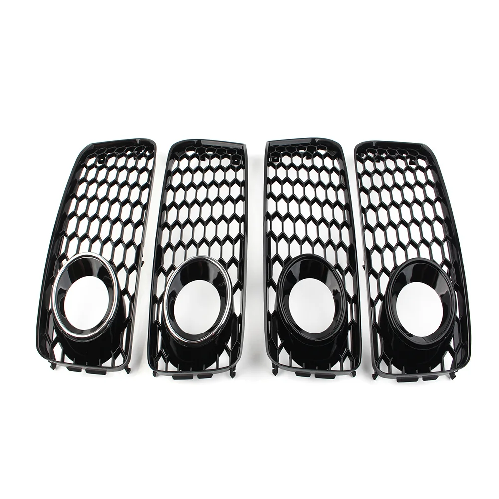 1 Pair Car Honeycomb Mesh Front Bumper Fog Light Grille Cover For Audi A5 S5 B8 RS5 S-line 2008 2009 2010 2011 2012