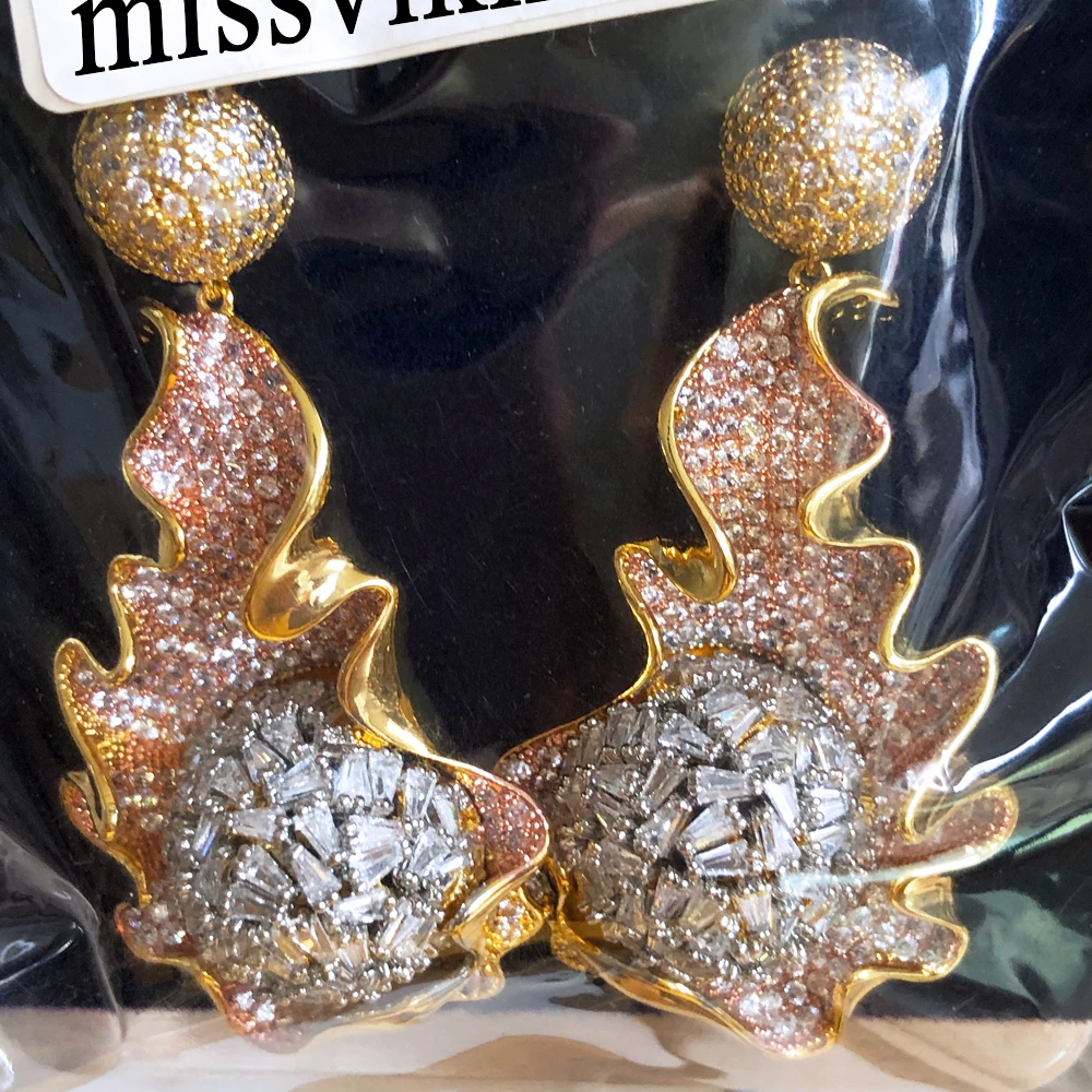 

Missvikki New Luxury Shiny Big Drop Earrings Trendy High Quality Cubic Zircon for women Wedding Engagement Party JEWELRY GIFT