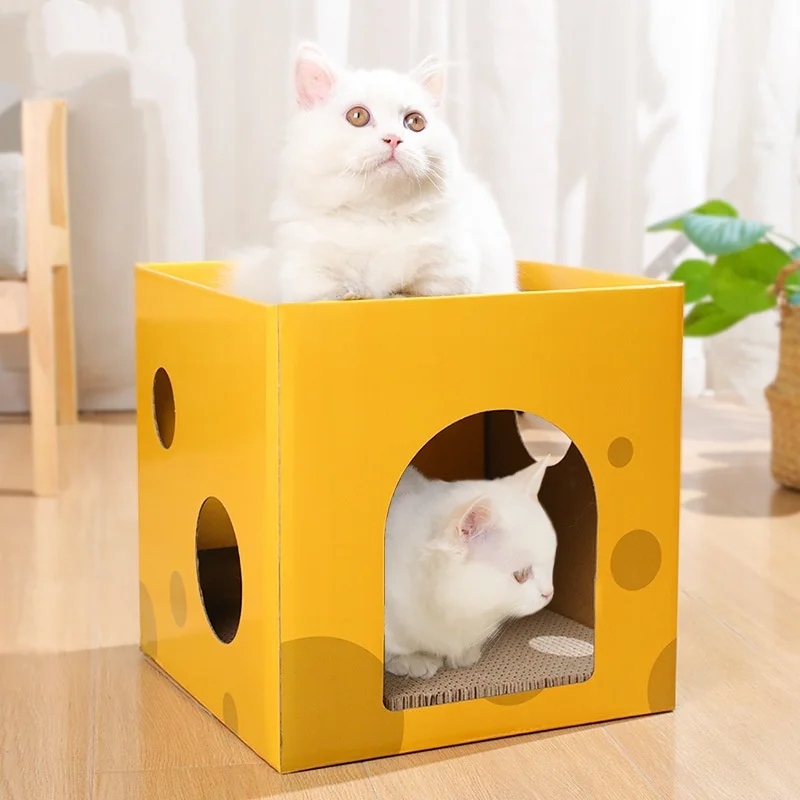 Katzenkratzpad, doppellagiges Haustierhaus für den Innenbereich, hartes Wellpappe, Katzenkratzbrett, Schleifklauenspielzeug