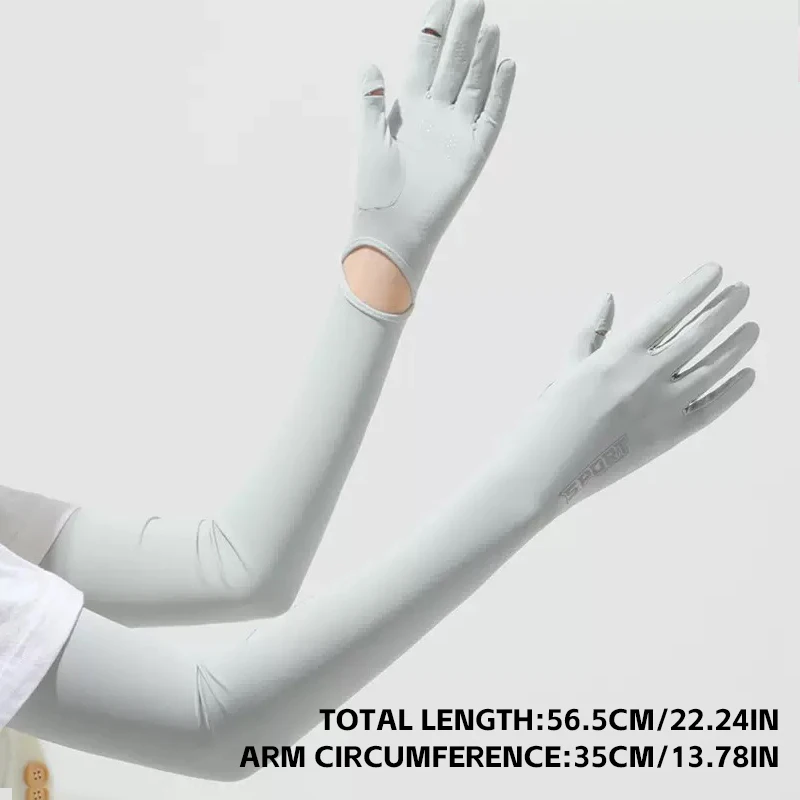 UPF50+ Sunscreen Women's Summer UV Protection Long Elbow Ice Silk Gloves Riding and Driving A