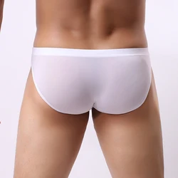 Calzoncillos de seda de hielo sin costuras para hombre, ropa interior transpirable, transparente, ultrafina, de tiro bajo, suave, lencería exótica