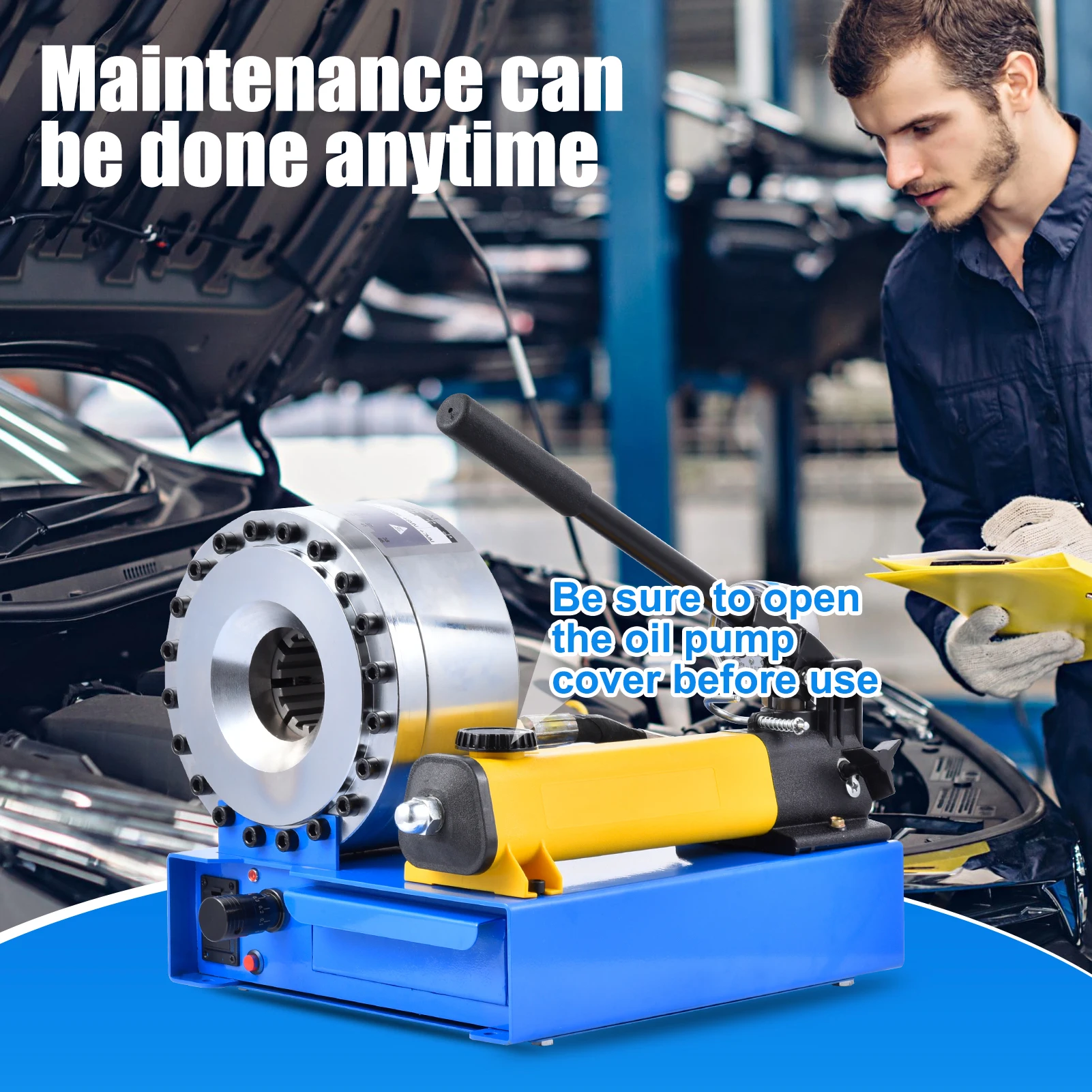 Hydraulic Hose Crimper | Handheld Tube Crimping Machine | Portable Hydraulic Hose Press Tool | for Excavator Pipelines, Agricultural Machinery