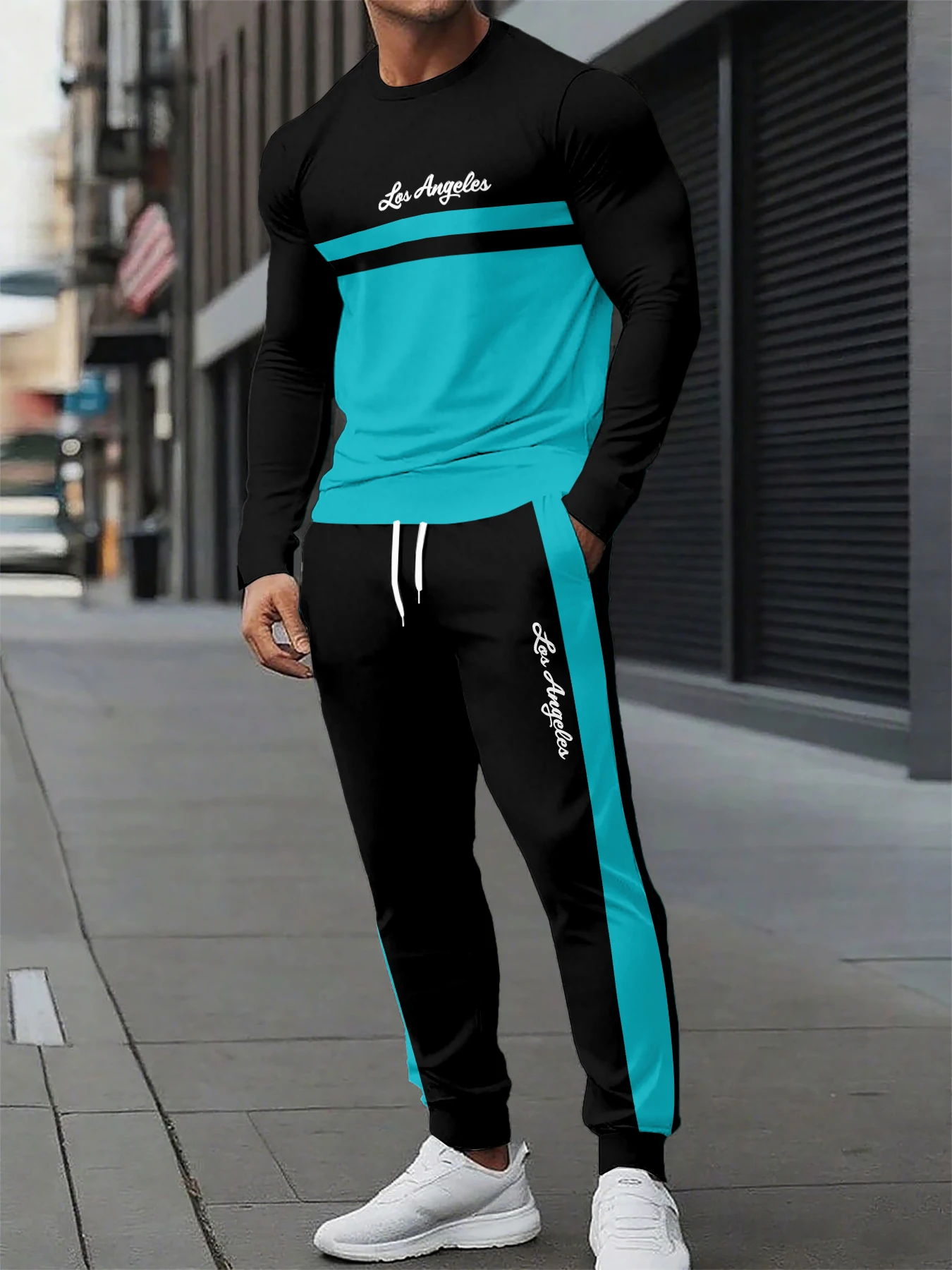 

Jogging Trousers Running Male Tracksuits Two Pieces Sets Men'S Fleece Lined Crew Neck Sweatshirt And Ropa De Hombre