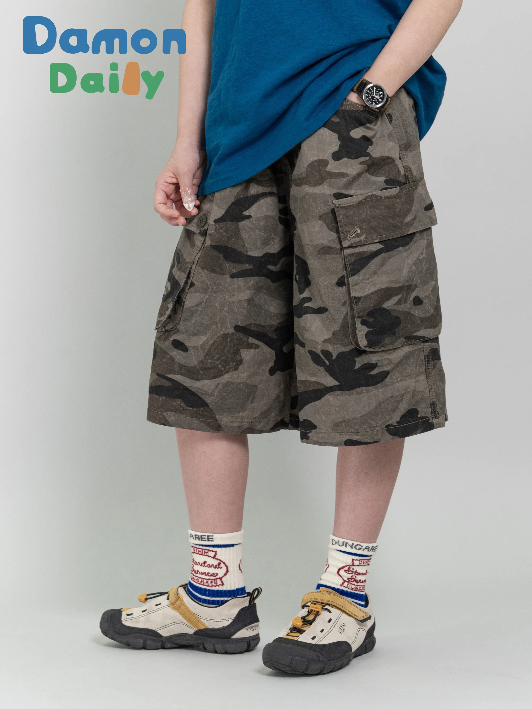 damon-daily-pantaloncini-vintage-camouflage-per-ragazzi-e-ragazze-cinque-tasche-stile-workwear-vestibilita-comoda-in-cotone-abbigliamento-estivo-per-bambini