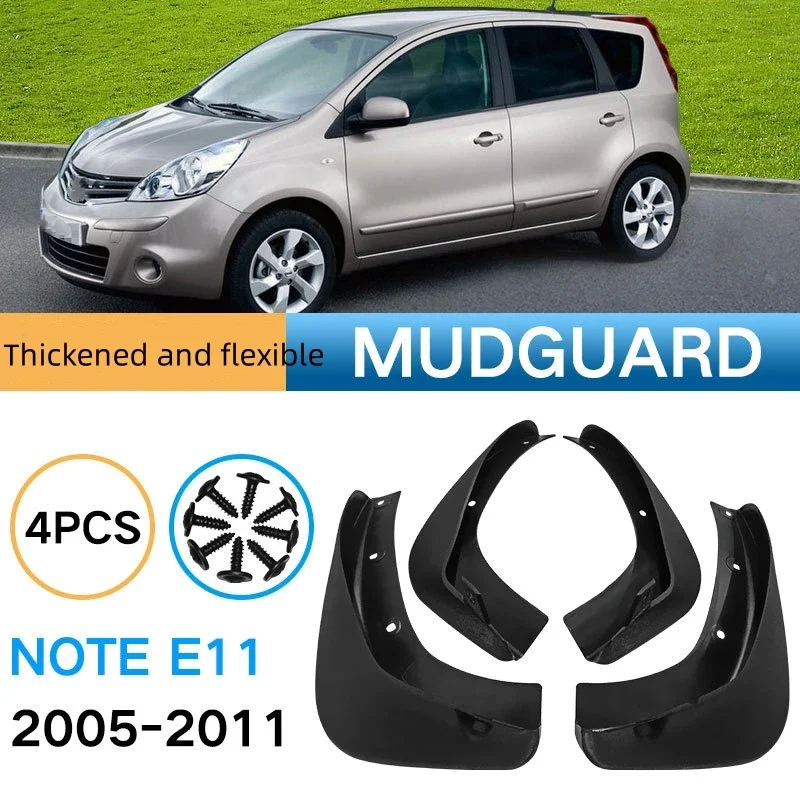 4pcs Front & Rear Fender for Nissan Note 2005 06 07 08 09 E11 Mud Flaps Splash Guard Mudguard Mudflaps Auto Accessories