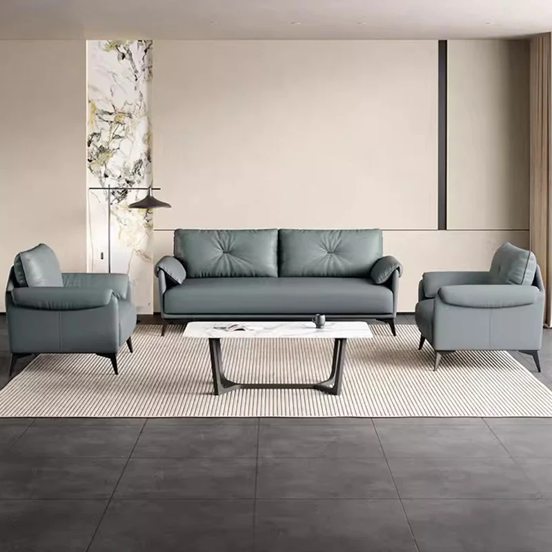 Italian Reception Living Room Sofa Office Single Leather Designer Living Room Sofa Ergonomic Floor Divani Soggiorno Furnitures