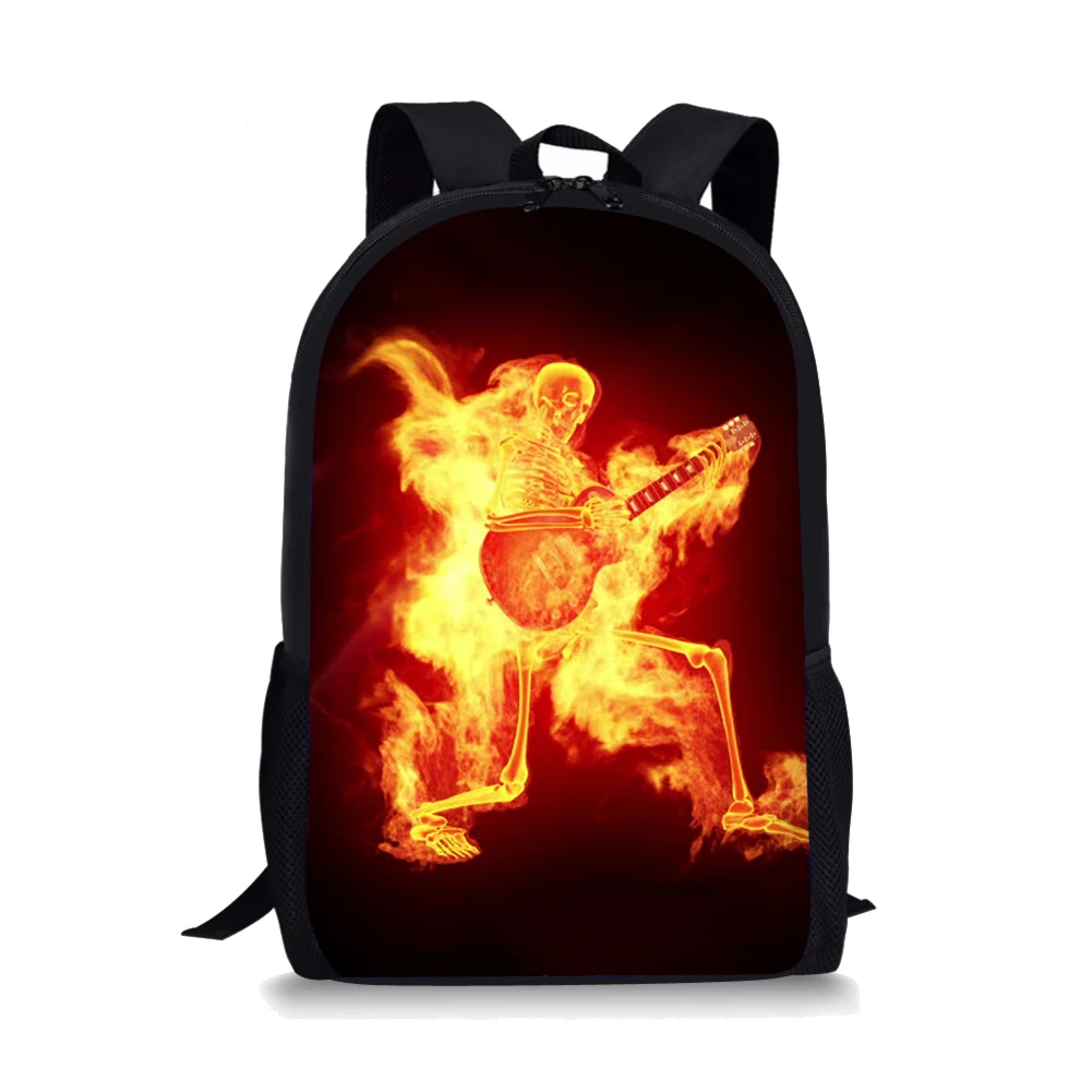 Fire Skull 3D Print Children Backpack Student Schoolbag Travel Back Pack High School Bags For Teenage Girls Boys Kids Bookbags