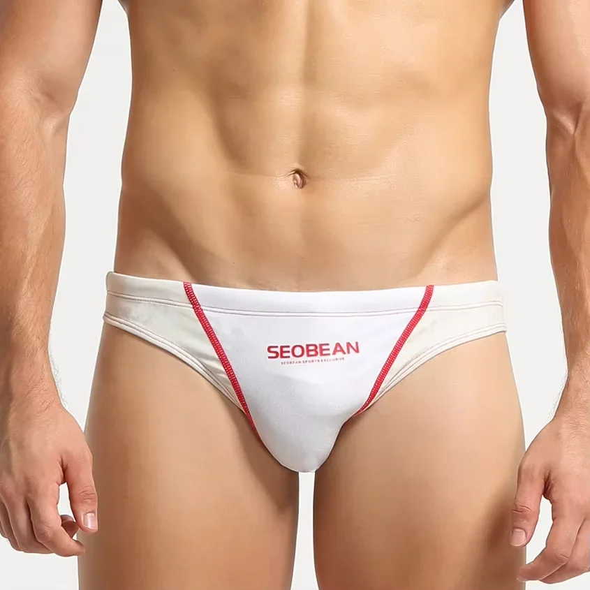Men Large Letter Print Triangle Briefs Stylish Elastic Male Close‑Fitting Daily Underpants