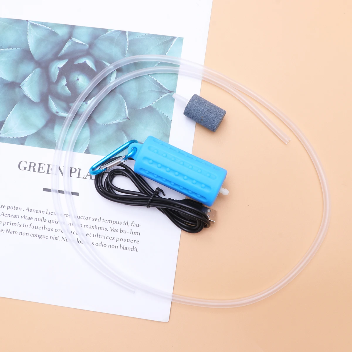 

Air Pump Oxygen Aquarium Stone Fish Tank Diffuser Small Cylinder Blue Aerator Muffler USB Power Wide Compatibility