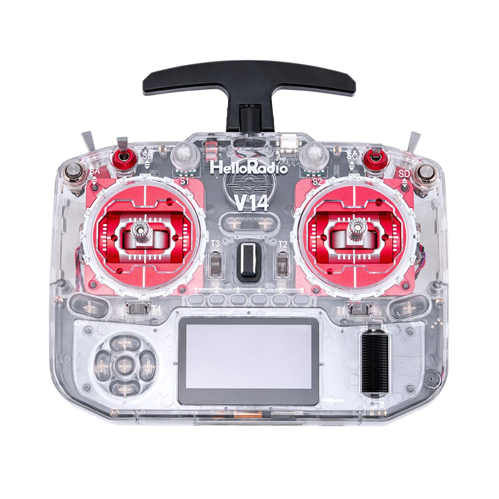 HelloRadio V14MAX R9 2.4G 16CH EdgeTX RC Transmitter OLED Clear Shell RDC90 Hall Gimbal Built-in ELRS For FPV Drone