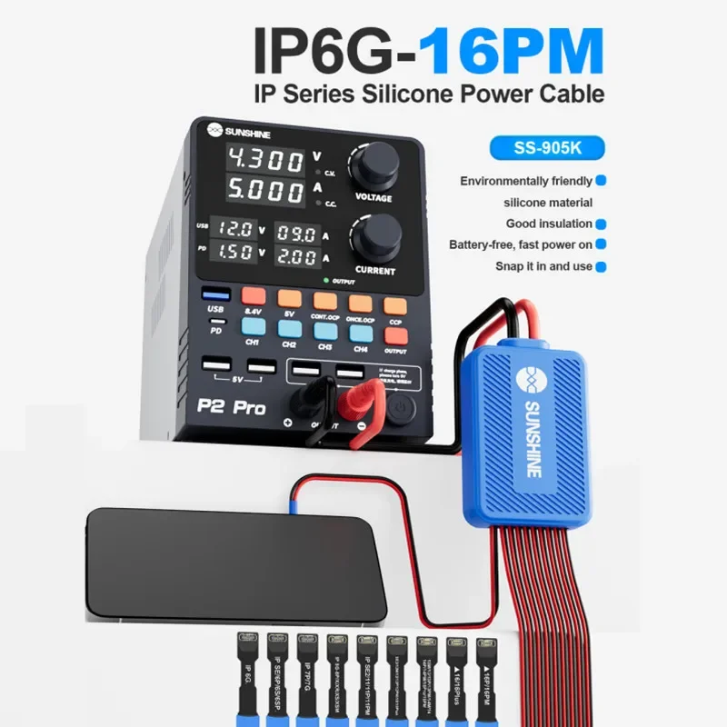 

SUNSHINE SS-905K Power Boot Control силиконовая линия тестирования материнской платы для IP 6-16 Pro Max инструмент для ремонта