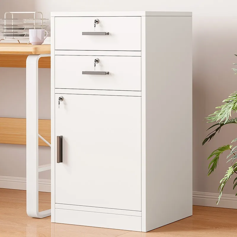 オフィスファイルキャビネット木製ロック付き引き出し収納ロッカーデータモバイル低テーブル下小型