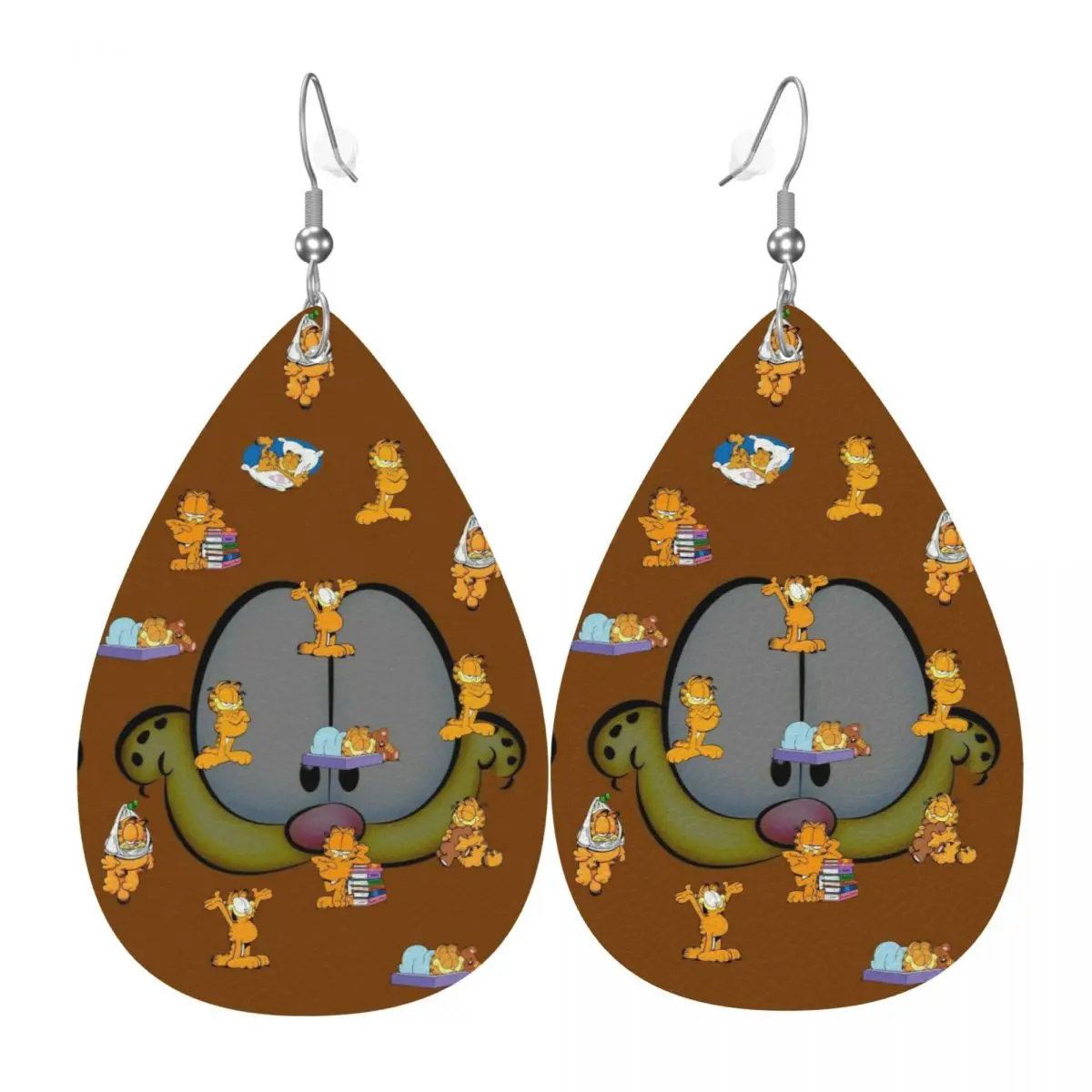 

Custom Cat Comic Wallpaper Leather Teardrop Earrings for Women Leather Earrings Fashion Lightweight for Parties Holidays