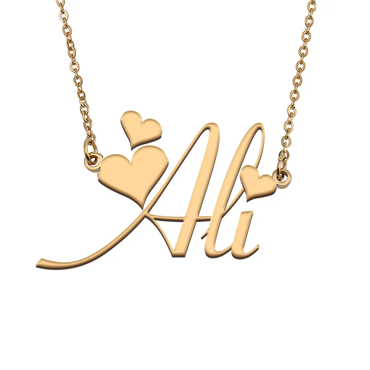 

Ali Name Necklace Golden Stainless Steel Nameplate Pendant for Women Girls Friends Birthday Wedding Christmas Mother Gift