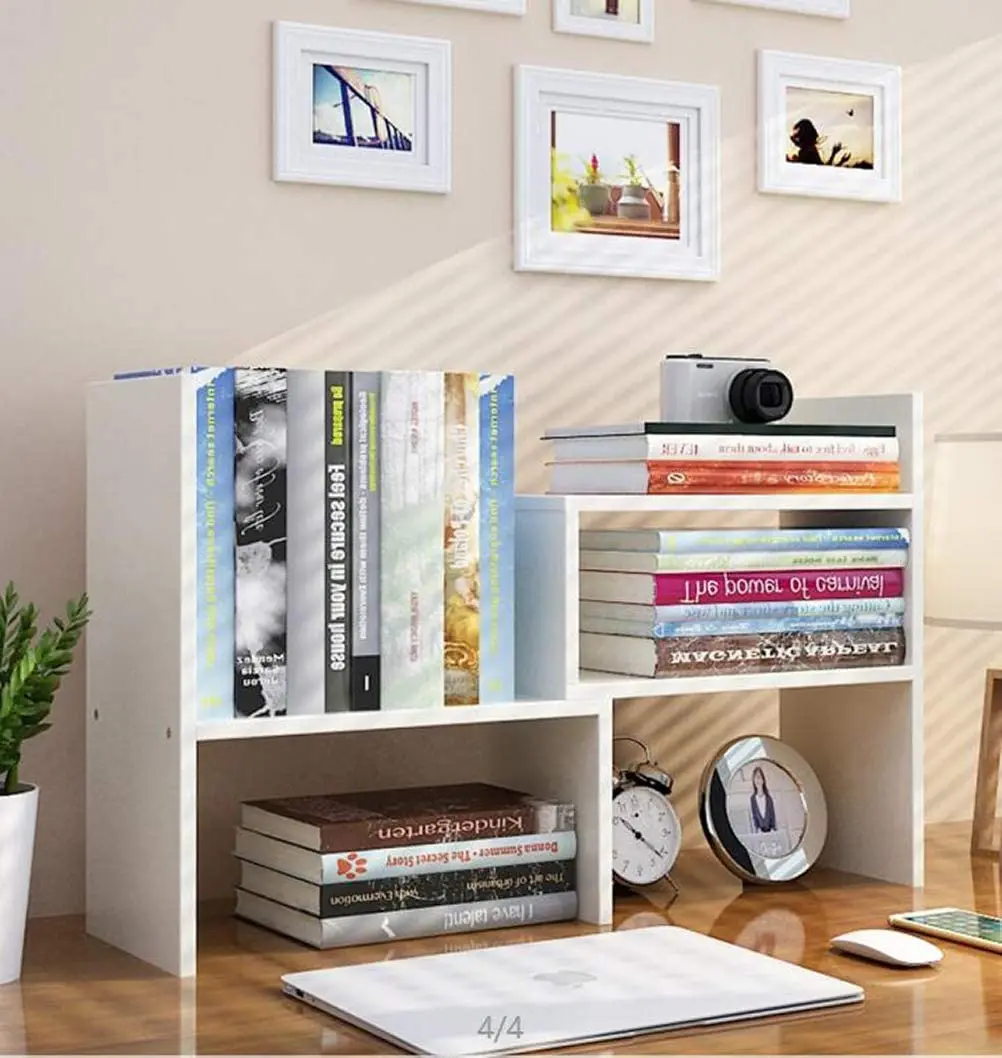 Expandable Wood Desktop Bookshelf Desktop Organizer Office Storage Rack Wood Display Shelf Style Display Stand