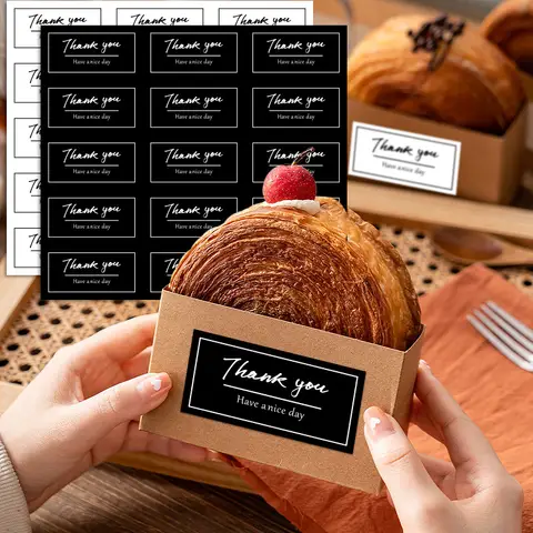 150 st tacketiketter vintage svartvita kraftetiketter DIY handgjorda för presenter, tårta och bakning, försegling, hängetiketter 6 best sales svartvita klistermärken - №1