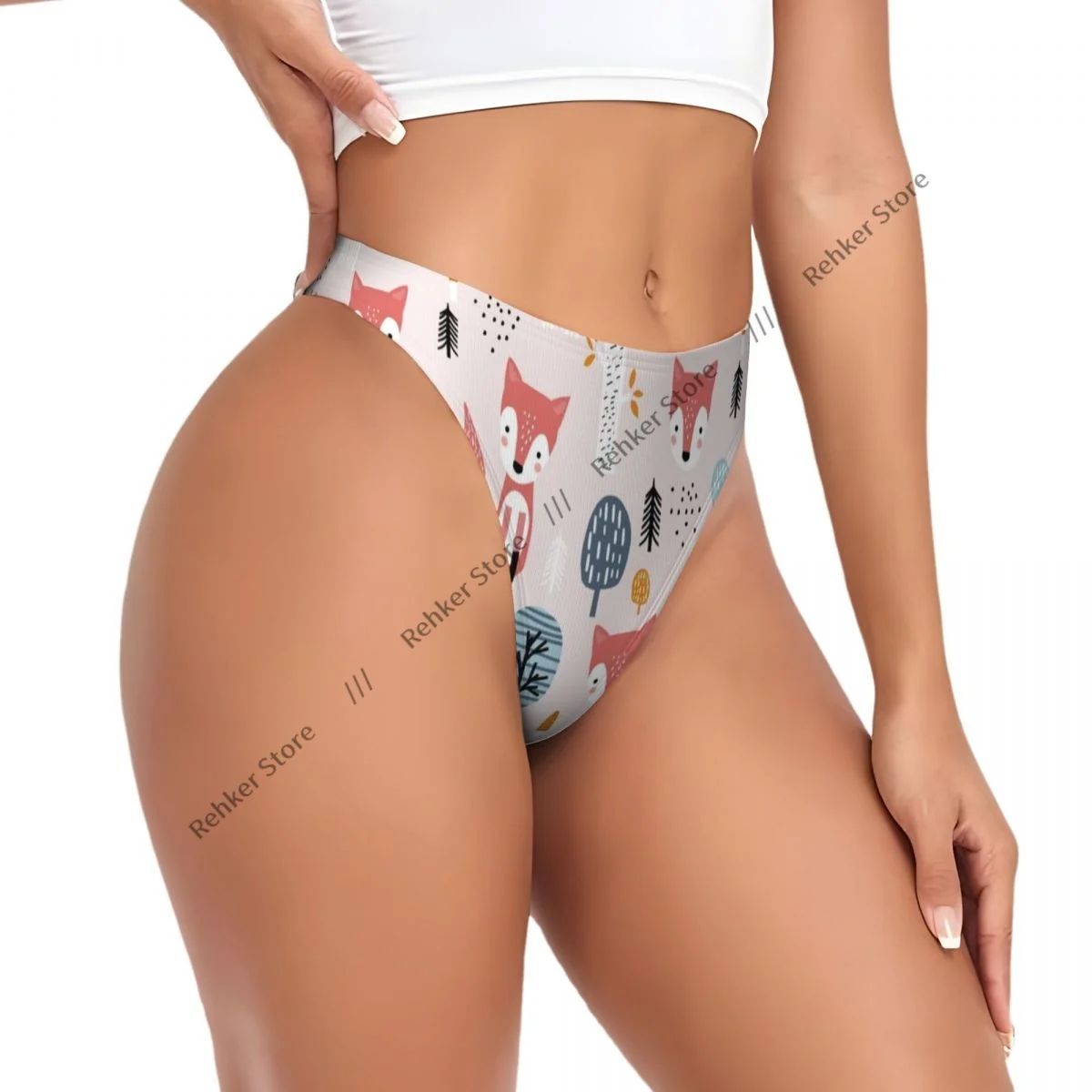 Bragas de mujer, ropa interior con textura de bosque de setas de zorro, tangas sexis, lencería, tangas