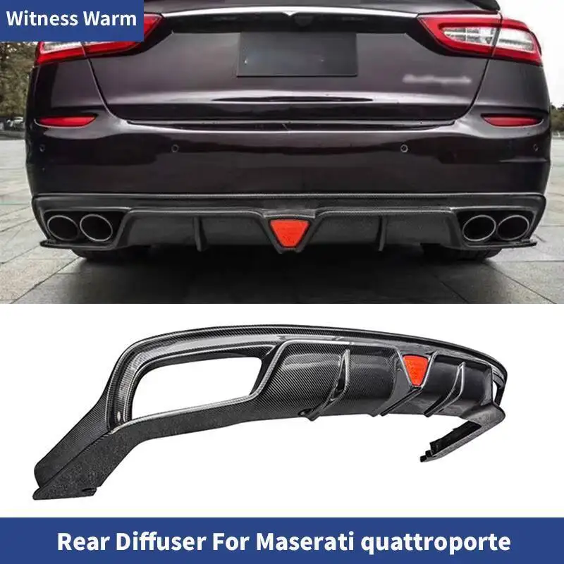 Diffuseur arrière en Fiber de carbone, séparateur de becquet de lèvre de pare-chocs avec lumière pour Modification de voiture Maserati Quattroporte 2013 – 2016
