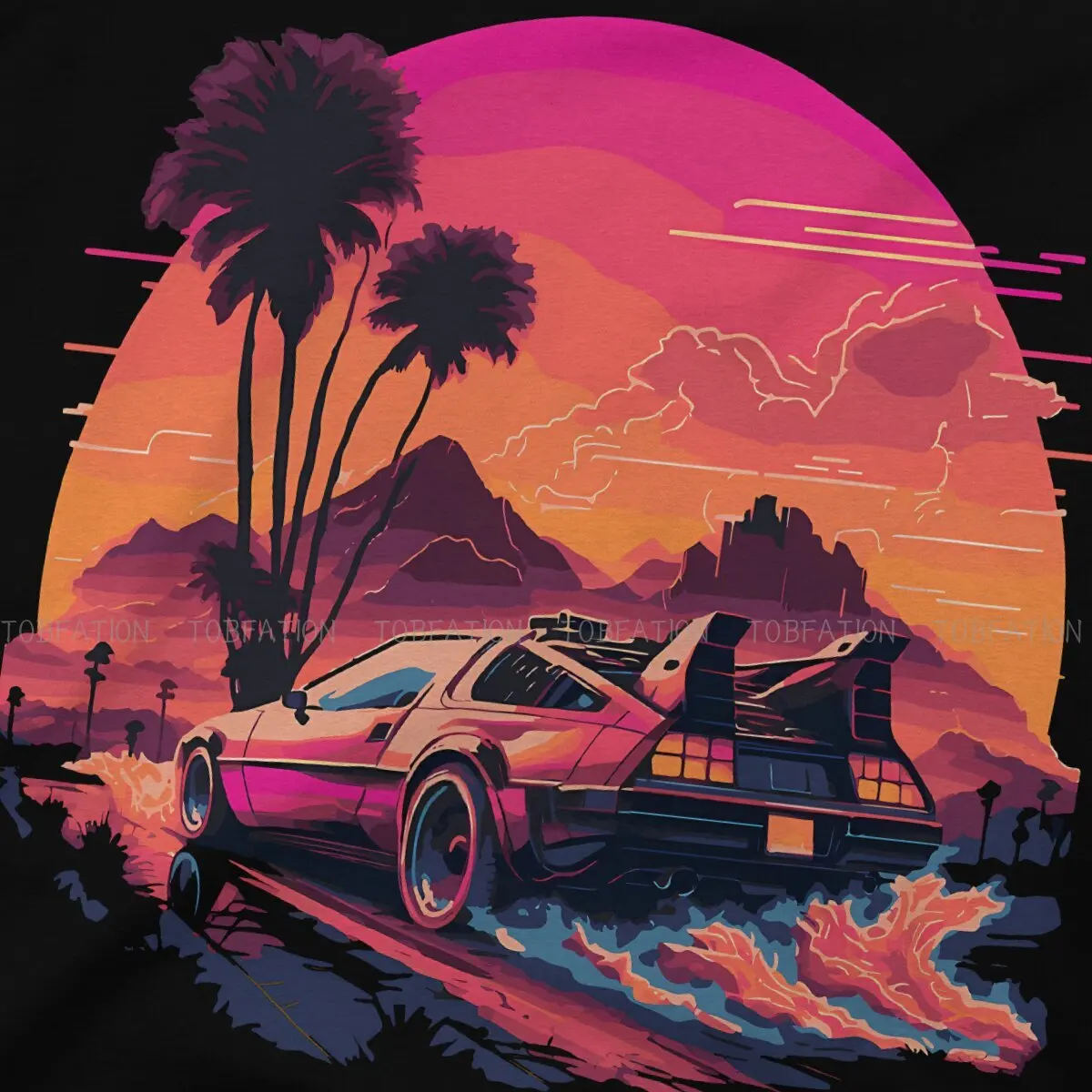 Movie Back To The Future Synthwave DeLorean Essential Cotton T Shirt Vintage Grunge Men\'s Tshirt O-Neck Short Sleeve