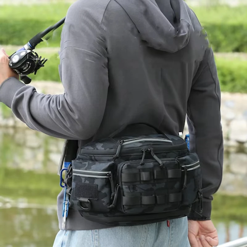 Men's Fishing Lure Waist Bag Chest Backpack Molle Sports Fanny Pack Outdoor Hiking Running Cycling Rig Pouch Multi-pockets Bag