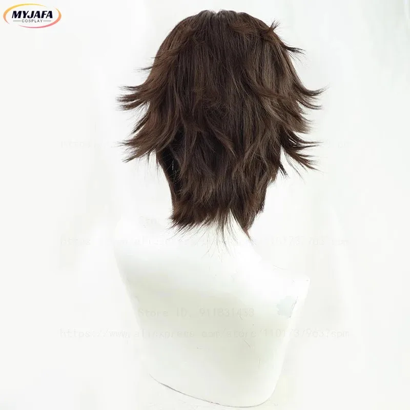 ABC123Game LOL Arcane شعر مستعار تأثيري آلة هيرالد فيكتور قصير براون مقاومة للحرارة الشعر الاصطناعية أنيمي x;3,f'6,h.7;j