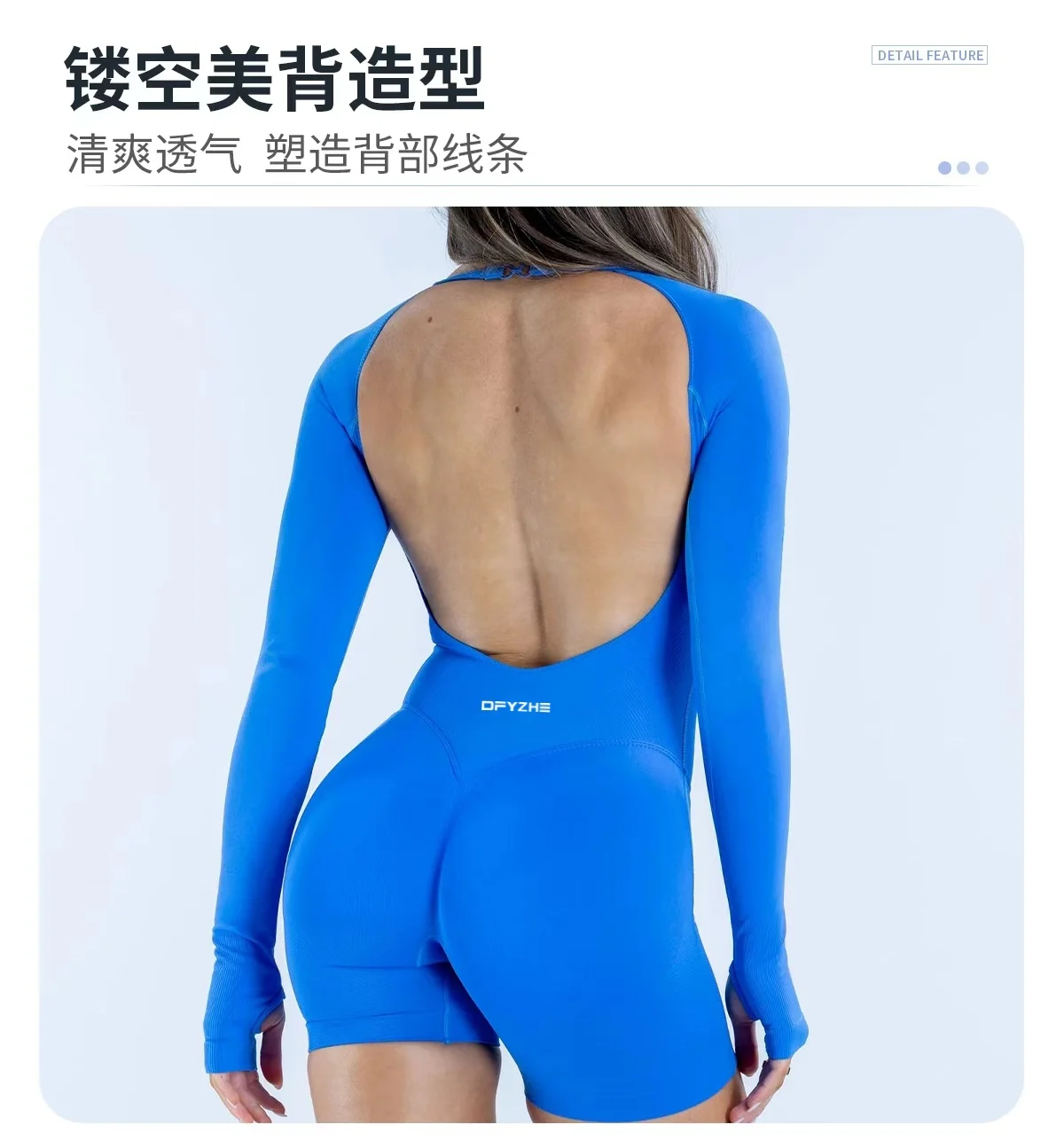 DFZHYE Women Long Sleeve Yoga Romper Slim Tummy Control One Piece Shorts Bodysuit Pilates Workout Jumpsuit