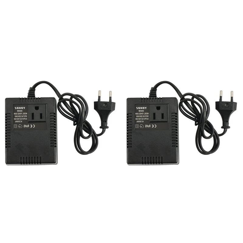 【Big deal】2X Power Transformer Voltage Regulator 220V To 110V Voltage Converter Step-Down Transformer 220 EU Plug Invert 300W