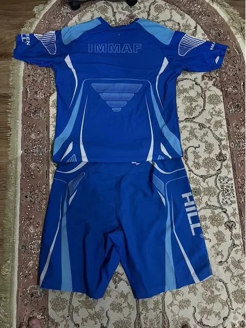 2026 Blue Hardcore MMA Set Men's Short Sleeve Rash Guard & Fight Shorts Quick-Dry Combat Training Sportswear For Adults Kids