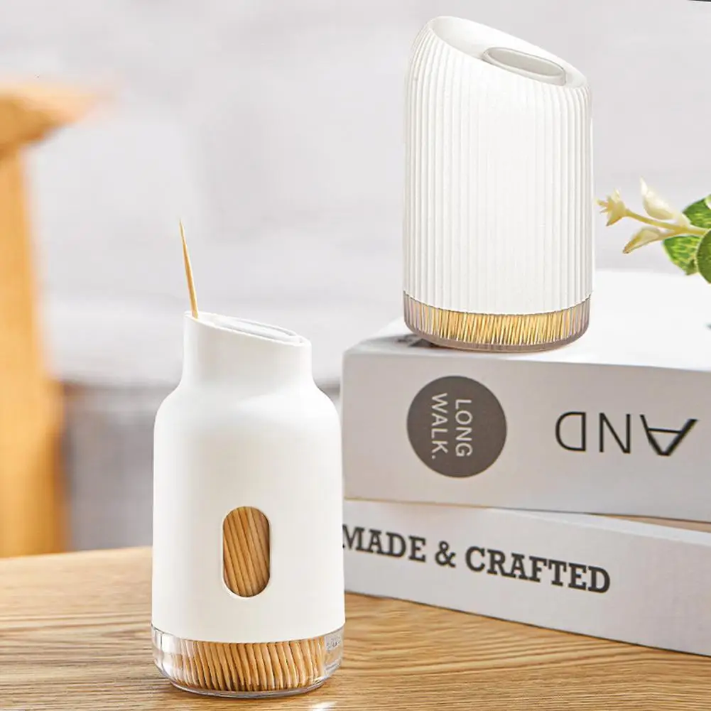 White Toothpick Box Creative Household Light Luxury 300 Portable Box Toothpick Box Contains Storage Slider Toothpicks Tooth A9J0