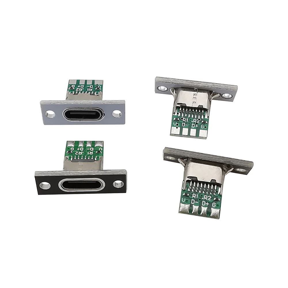 1/6/10Pcs USB Type C Female Connector with Fixing Plate 2P 4P 6 Pin DIY Repair Type-C USB Jack Socket Charging Port