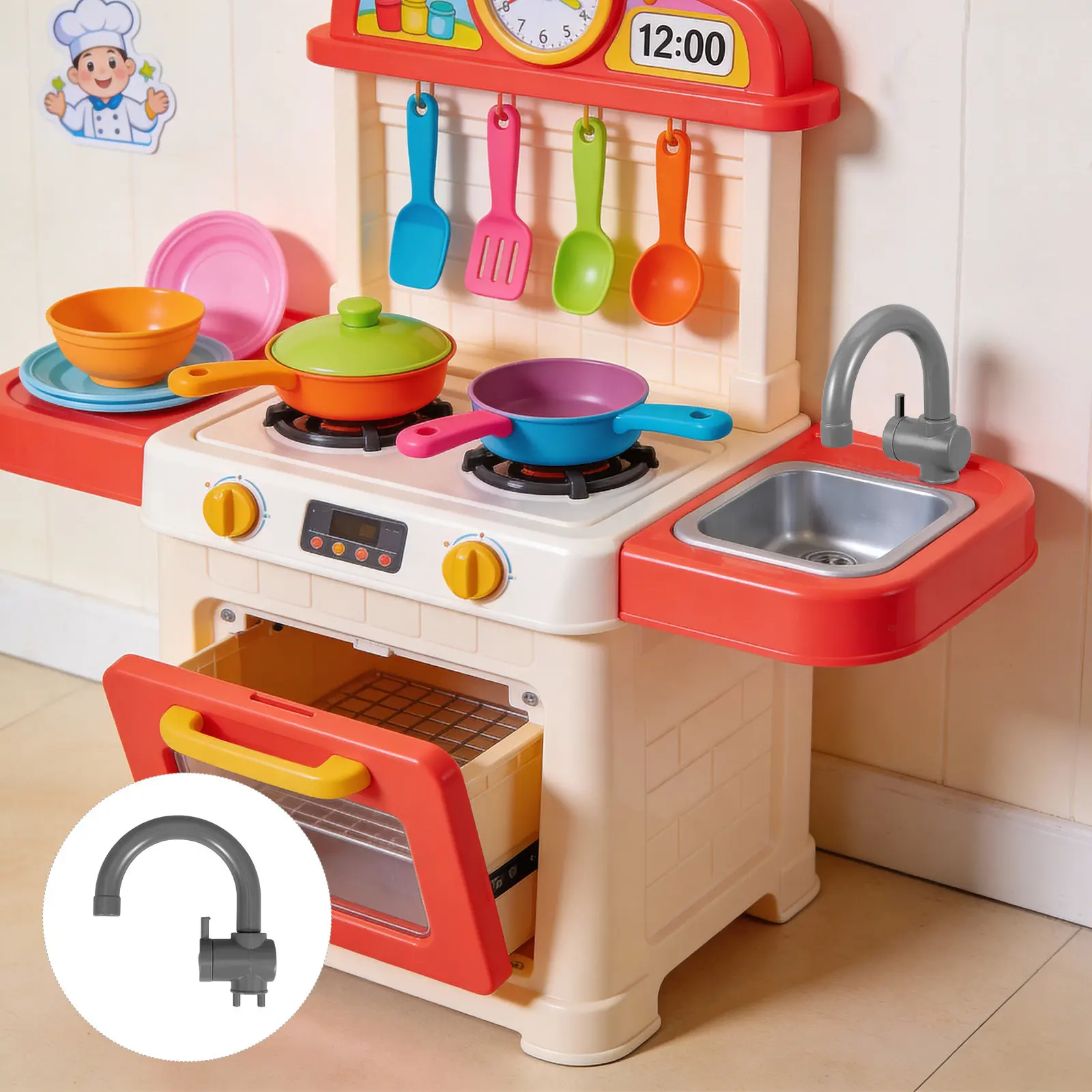 

2Pcs Kids Kitchen Play Sink Faucet Pretend Faucet Replacement Role Play Accessories for Children Kitchen Sets Sink Toy for Kids