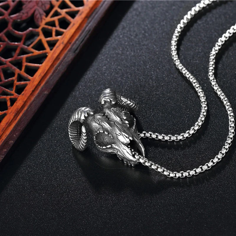 Ram Head Necklace Cool Hollow Goat Skull Pendant Popular Stainless Steel 2023 New Jewelry Accessories for Men and Women