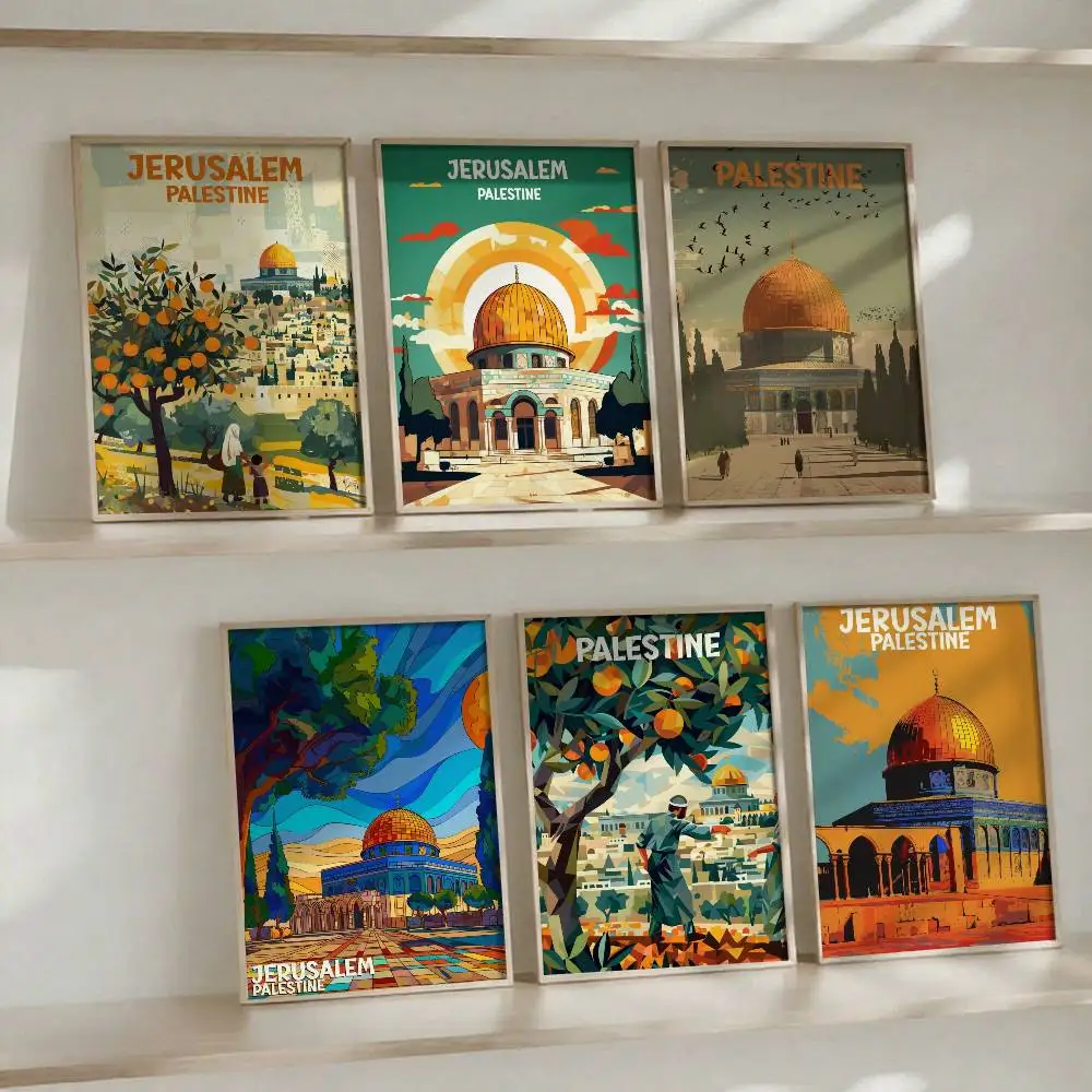 Jerusalem Palestine Travel Posters High Quality Self-adhesive Wall Art Decorations Color Prints Sticky