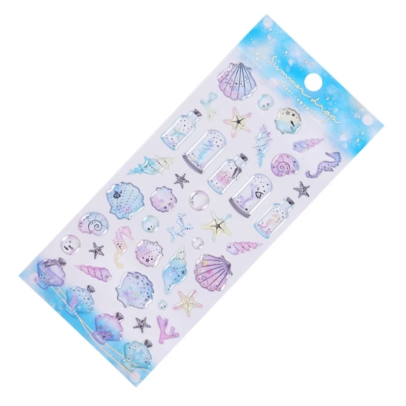 Sea Creature Embossed Sticker Waterproof Adhesive PVC Sticker For Notebooks Phone Laptop and Kids Behavior Rewarding 