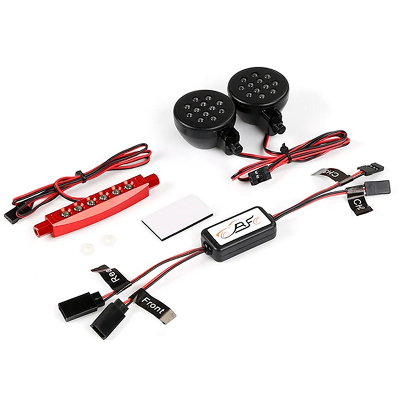 Lámpara de luz delantera y trasera con controlador para piezas de actualización de coche Rovan Km Baja 5B 1/5 RC, rojo