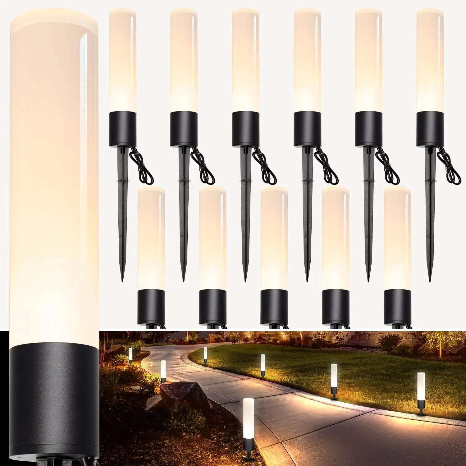 Voltage Landscape Lighting Pathway Lights, 6W 300LM Landscape Lights 3000K Warm, IP65 Waterproof, Aluminum Outdoor Landscape Pat