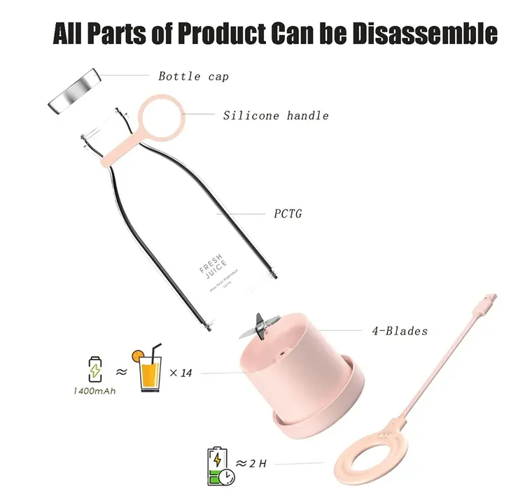 STLF DZ WJW المتقدمة 350 مللي أدوات المطبخ العصائر خلاط العصير شحن لاسلكي الكهربائية سريع الطازجة عصير الصيف المحمولة خلاط