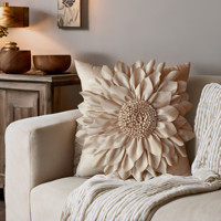 Beige Decorative Cushion Covers For Sofa 3D Sunflower Pillow Cover Luxury Handmade Bed Couch Bohemia Taupe Pillow Case