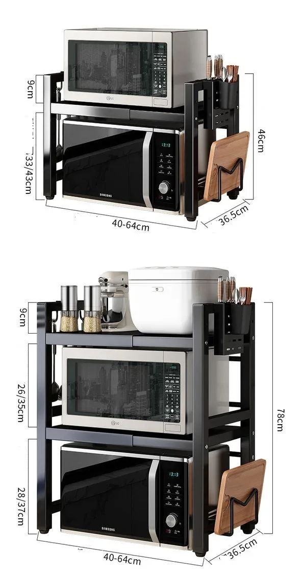 Holder Retractable Kitchen Shelving Microwave Oven Rack Storage Household 2 layer Desktop Multifunctional Cabinet Home Appliance