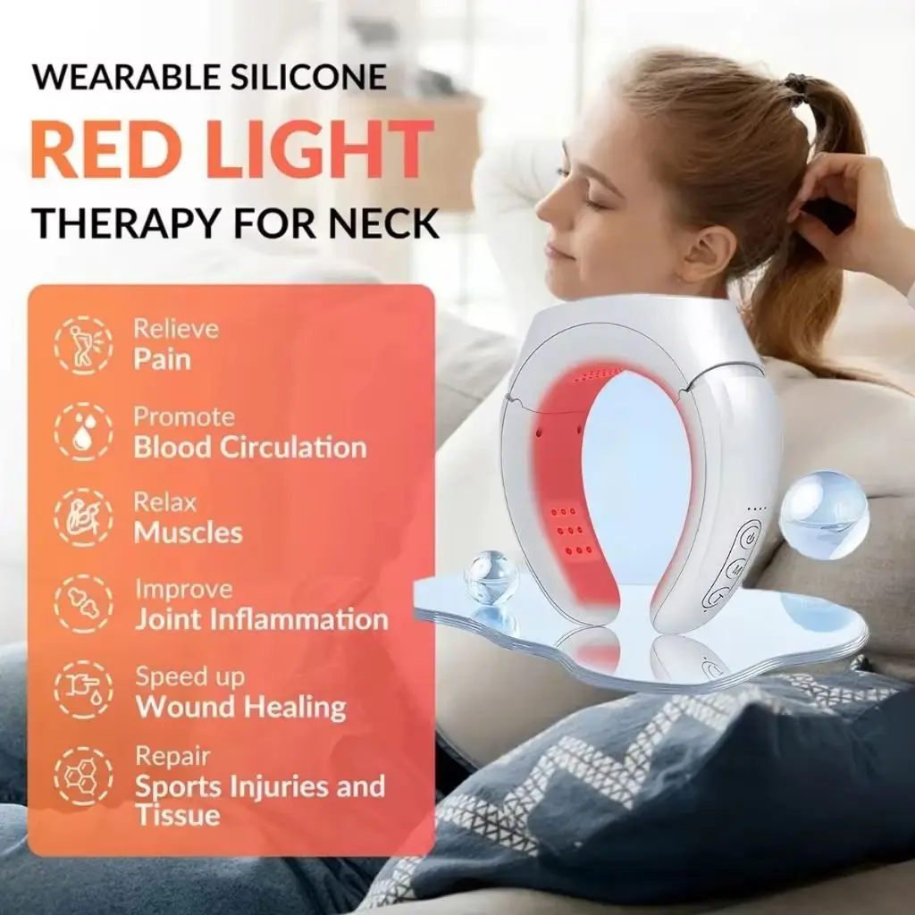 

Neck & Shoulder Pain LED Device with Heating Function - Cervical Vertebra Relaxation Machine for Home/Office Use