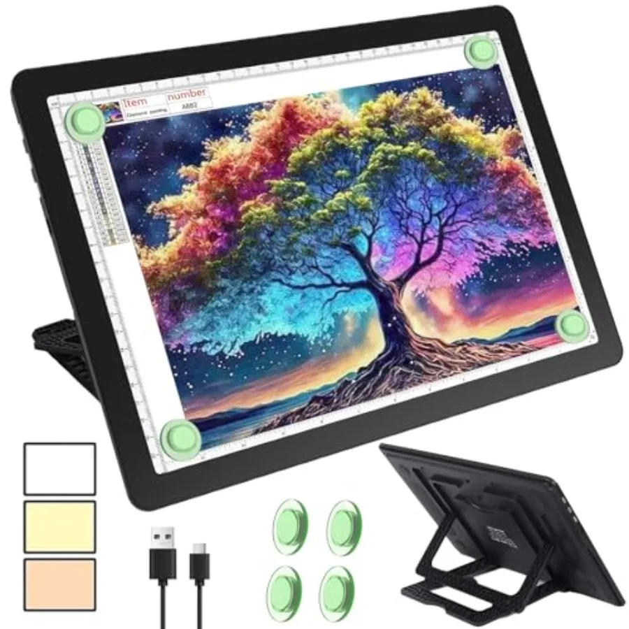 

Rechargeable LED Light Pad Built-in Stand Magnetic Tracing Light Box for Drawing Diamond Art Light Board with Side Button Super