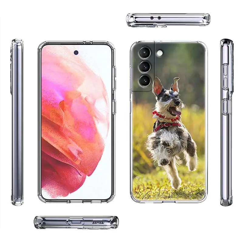 Schnauzer Dogs Clear Phone Case For Samsung Galaxy S24 S23 Ultra 5G S22 S20 S21 FE S10 Plus Case A54 Soft Silicone Cover Dog Pet