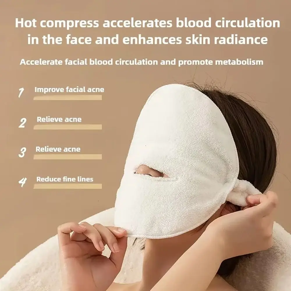 1Pcs Durable 3 Holes Hot Compress Towel Absorbent Soft Facial Steam Towel Gentle Reusable Skin Care Mask Beauty Facial Care Tool