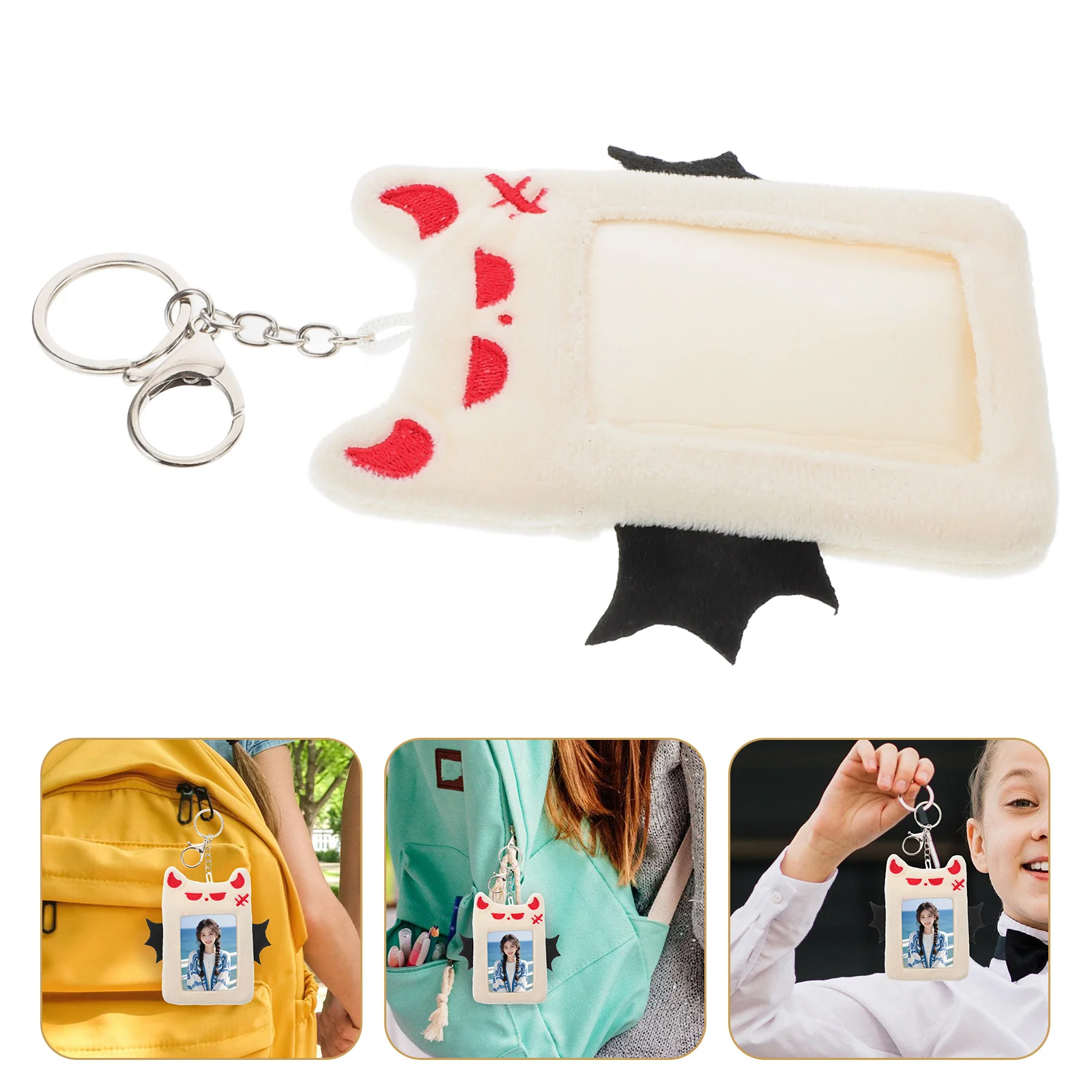 Wings Card Holder Keychain Id Bus Badge Photocard Keyring Plush Credit Case