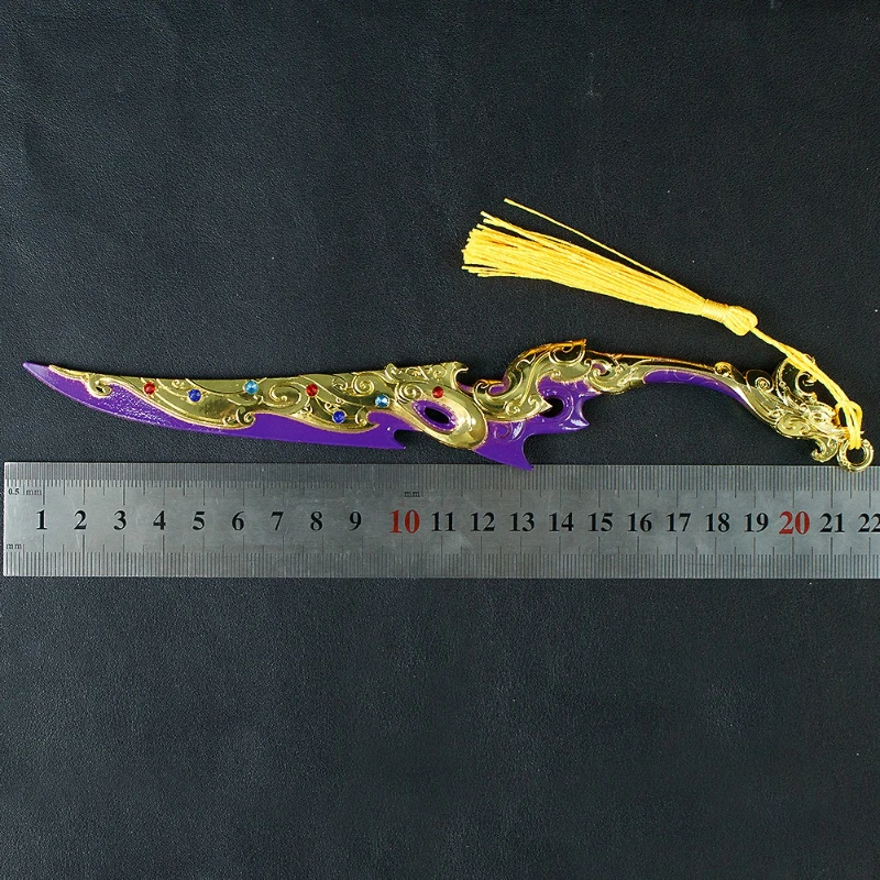 22cm/8.66in três reinos periféricos sua alteza o lobo fluindo nuvem espada dourada modelos de metal china armas antigas brinquedos